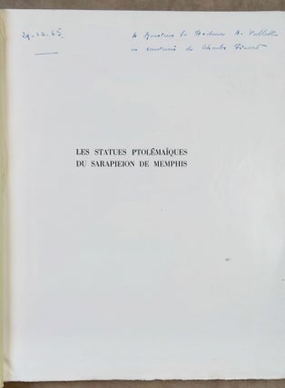 Les statues ptolémaïques du Sarapieion de Memphis