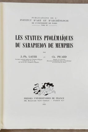 Les statues ptolémaïques du Sarapieion de Memphis