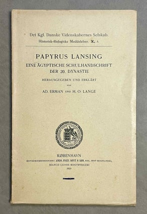 Item #M0544c Papyrus Lansing. ERMAN Adolf - LANGE Hans Ostenfeld