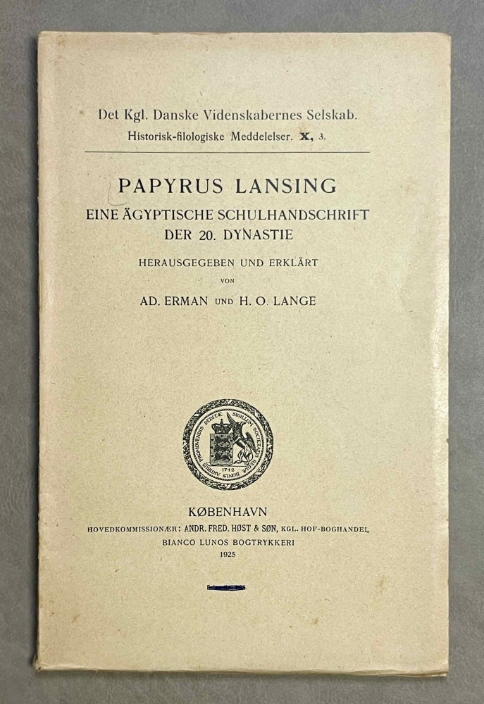Item #M0544c Papyrus Lansing. ERMAN Adolf - LANGE Hans Ostenfeld.[newline]M0544c-00.jpeg