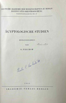Item #M0577a Ägyptologische Studien. Hermann Grapow zum 70. Geburtstag gewidmet. GRAPOW Hermann...