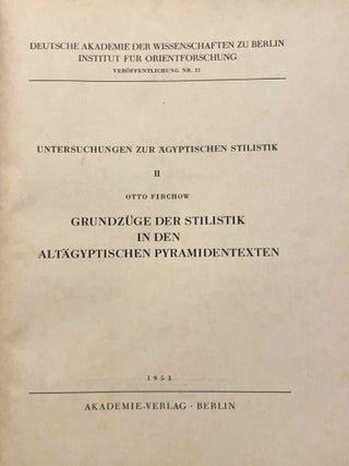 Grundzüge der Stilistik in den altägyptischen Pyramidentexten