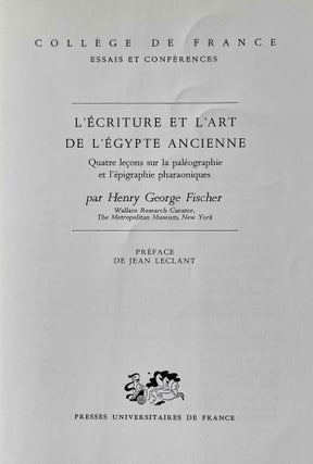 L'écriture et l'art de l'Egypte ancienne. Quatre leçons sur la paléographie et l'épigraphie pharaoniques.[newline]M0585b-02.jpeg