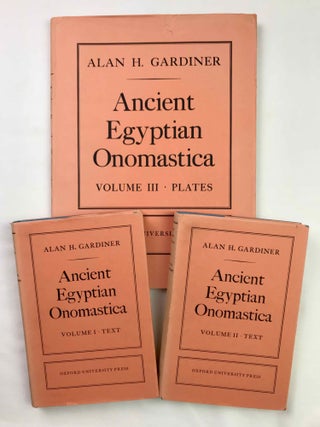 Item #M0596i Ancient Egyptian Onomastica. Vol. I & II: Text. Vol. III: Plates (complete set)....[newline]M0596i-00.jpeg