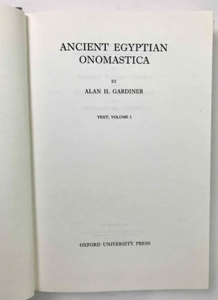 Ancient Egyptian Onomastica. Vol. I & II: Text. Vol. III: Plates (complete set)[newline]M0596i-04.jpeg