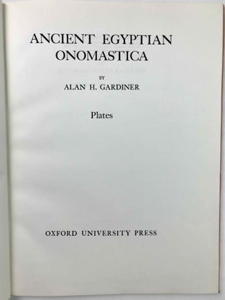 Ancient Egyptian Onomastica. Vol. I & II: Text. Vol. III: Plates (complete set)[newline]M0596i-17.jpeg