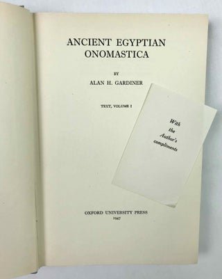 Item #M0596j Ancient Egyptian Onomastica. Vol. I & II: Text. Vol. III: Plates (complete set)....[newline]M0596j-00.jpeg