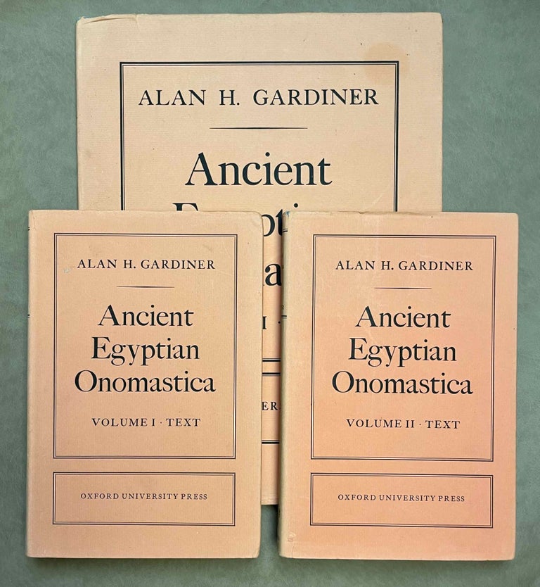 Item #M0596m Ancient Egyptian Onomastica. Vol. I & II: Text. Vol. III: Plates (complete set). GARDINER Alan Henderson.[newline]M0596m-00.jpeg