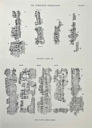 Ancient Egyptian Onomastica. Vol. I & II: Text. Vol. III: Plates (complete set)[newline]M0596m-23.jpeg
