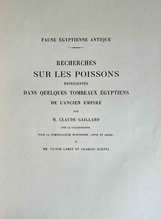 Faune égyptienne antique. Recherches sur les poissons représentés dans quelques tombeaux égyptiens de l’Ancien Empire.