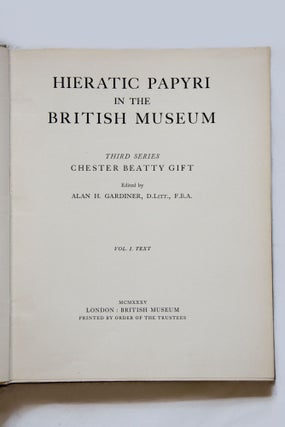 Hieratic papyri in the British Museum. Third Series: Chester Beatty Gift. Vol. I: Text. Vol. II: Plates (complete set)[newline]M0603b-01.jpg