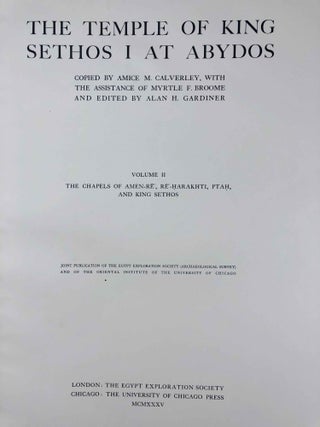 The temple of King Sethos I at Abydos. Vol. I: The chapels of Osiris, Isis and Horus. Vol. II: The chapels of Amen-Re, Re Harakhti, Ptah, and King Sethos. Vol. III: The Osiris complex. Vol. IV: The second hypostyle hall. (complete set)