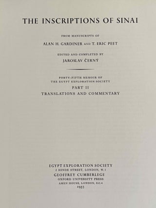The inscriptions of Sinai. Part II: Translations and commentary.[newline]M0627i-01.jpeg