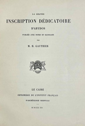 La grande inscription dédicatoire d'Abydos