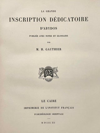 La grande inscription d&eacute;dicatoire d'Abydos