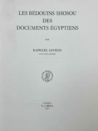 Les b&eacute;douins Shosou des documents &eacute;gyptiens