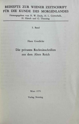 Die privaten Rechtsinschriften aus dem Alten Reich