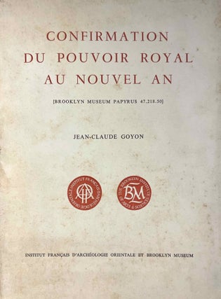 Item #M0681g Confirmation du pouvoir royal au nouvel an. Tome I: Texte. Tome II: Planches...