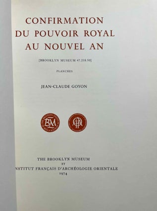 Item #M0681h Confirmation du pouvoir royal au nouvel an. Tome II: Planches. GOYON Jean-Claude
