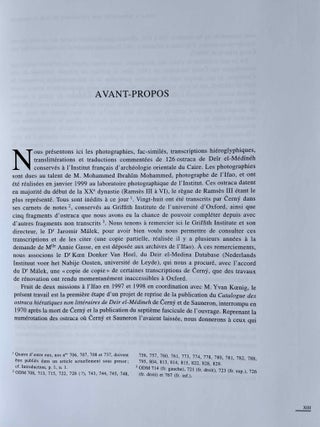 Catalogue des ostraca hi&eacute;ratiques non litt&eacute;raires de Deir el-Medineh. Tome VIII: Nos 706-830