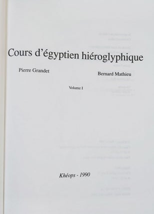 Cours d'égyptien hiéroglyphique. Tomes I & II (complete set)[newline]M0690-01.jpeg