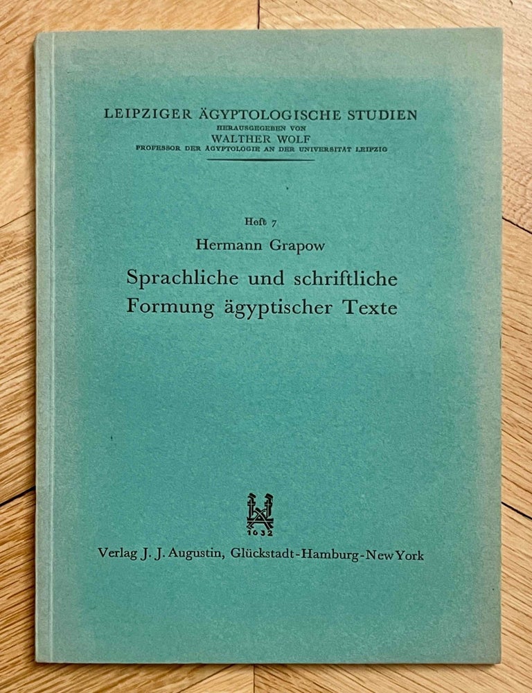 Item #M0696a Sprachliche und schriftliche Formung &auml;gyptischer Texte. GRAPOW Hermann.[newline]M0696a-00.jpeg