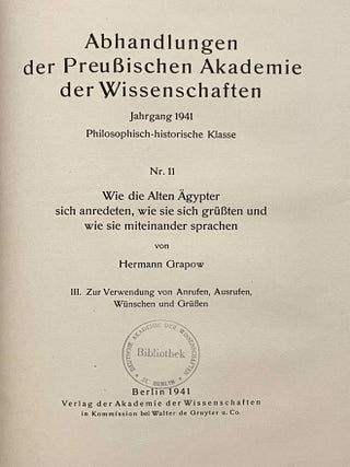 Wie die alten &Auml;gypter sich anredeten, wie sie sich gr&uuml;ssten und wie sie miteinander sprachen. Band I, II, III & IV (complete set)[newline]M0703g-12.jpeg