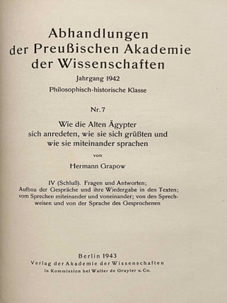 Wie die alten &Auml;gypter sich anredeten, wie sie sich gr&uuml;ssten und wie sie miteinander sprachen. Band I, II, III & IV (complete set)[newline]M0703g-16.jpeg