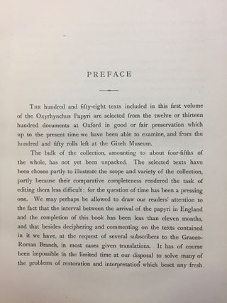 Oxyrhynchus papyri. Vol. I & II. Edited with translations and notes.