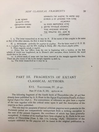 Oxyrhynchus papyri. Vol. I & II. Edited with translations and notes.