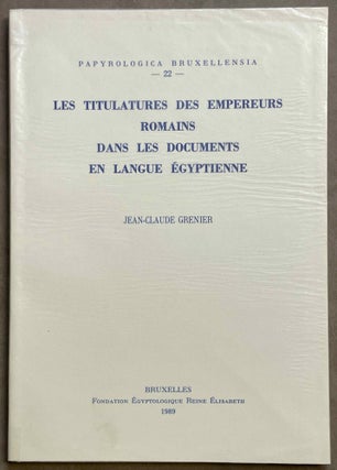 Item #M0714a Les titulatures des empereurs romains dans les documents en langue égyptienne....