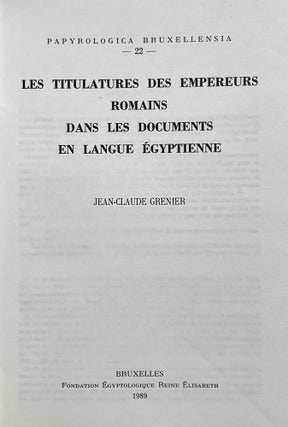 Les titulatures des empereurs romains dans les documents en langue égyptienne