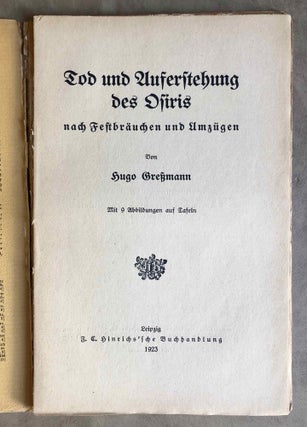 Tod und Auferstehung des Osiris nach Festbräuchen und Umzügen