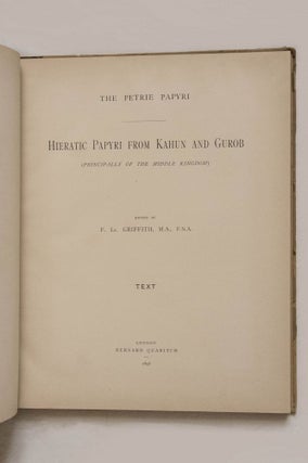 Hieratic papyri from Kahun and Gurob. Vol. I: Text. Vol. II: Plates (complete set)[newline]M0722-02.jpg