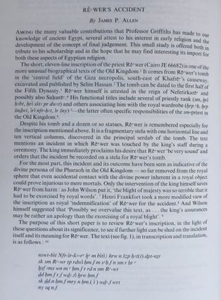 Studies in Pharaonic Religion and Society in honour of J. Gwyn Griffiths