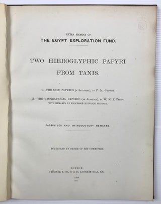 Two hieroglyphic papyri from Tanis. I. The sign papyrus (a syllabary). II. The geographical papyrus (an almanach). I by F.Ll. Griffith. II by W.M.F. Petrie with remarks by Heinrich Brugsch[newline]M0730e-04.jpg