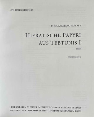 Hieratische Papyri aus Tebtunis, I (The Carlsberg Papyri, vol. 2) (2 volumes, complete set)[newline]M0783-01.jpeg