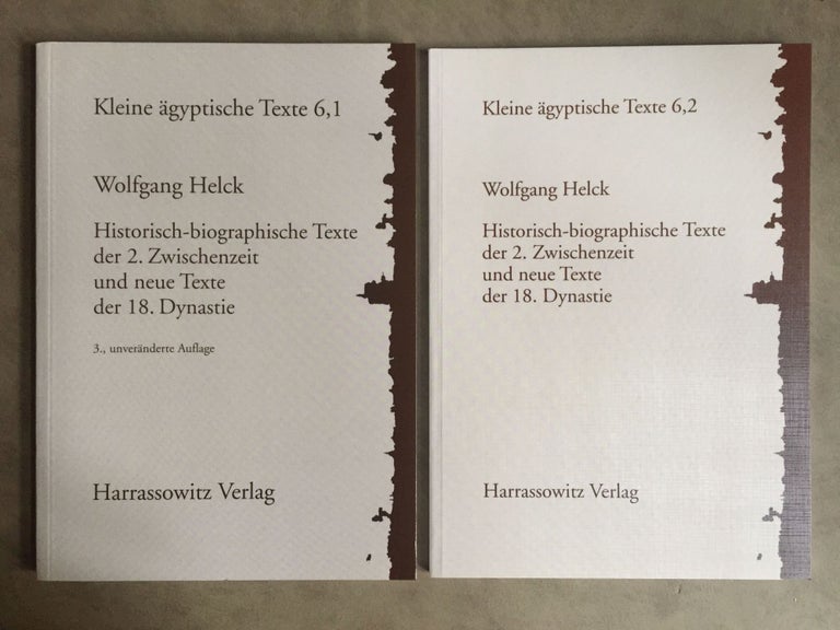 Item #M0784 Historisch-biographische Texte des 2. Z.Z. und neue Texte der 18. Dynastie + Nachträge (complete set). HELCK Wolfgang.[newline]M0784.jpg