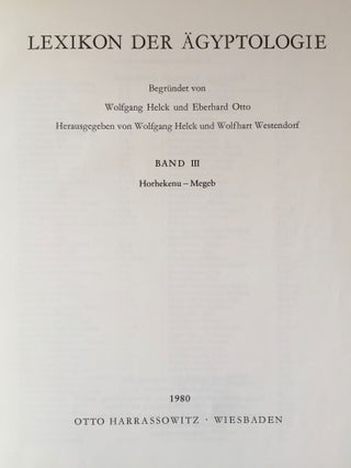 Lexikon der Ägyptologie. Band I to VII, complete 7 volumes + Bemerkungen und Korrekturen zum Lexikon der Ägyptologie (&) Index (2 vols)[newline]M0785b-10.jpg