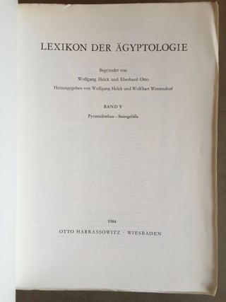 Lexikon der Ägyptologie. Band I to VII, complete 7 volumes + Bemerkungen und Korrekturen zum Lexikon der Ägyptologie (&) Index (2 vols)[newline]M0785b-19.jpg