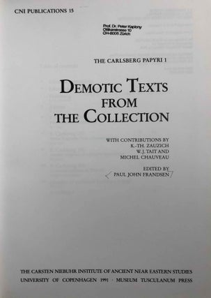 Demotic Texts from the Collection (The Carlsberg Papyri, vol. 1)