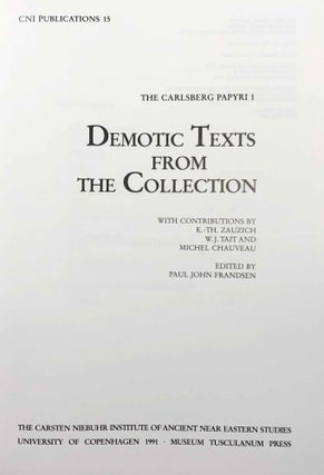 Demotic Texts from the Collection (The Carlsberg Papyri, vol. 1)