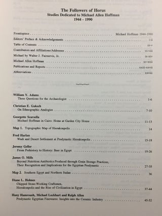 The followers of Horus. Studies Dedicated to Michael Allen Hoffman, 1944-1990.