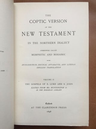 The Coptic version of the New Testament in the Northern dialect otherwise called memphitic and Bohairic, 4 volumes (complete set)[newline]M0817b-06.jpg