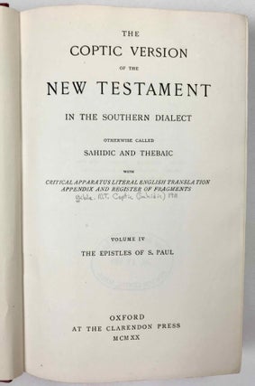 The Coptic version of the New Testament in the Southern dialect otherwise called Sahidic and Thebaic, 7 volumes (complete set)[newline]M0817d-27.jpeg