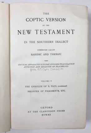 The Coptic version of the New Testament in the Southern dialect otherwise called Sahidic and Thebaic, 7 volumes (complete set)[newline]M0817d-34.jpeg