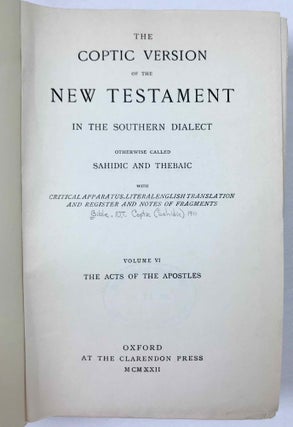 The Coptic version of the New Testament in the Southern dialect otherwise called Sahidic and Thebaic, 7 volumes (complete set)[newline]M0817d-41.jpeg