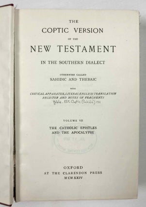 The Coptic version of the New Testament in the Southern dialect otherwise called Sahidic and Thebaic, 7 volumes (complete set)[newline]M0817d-48.jpeg