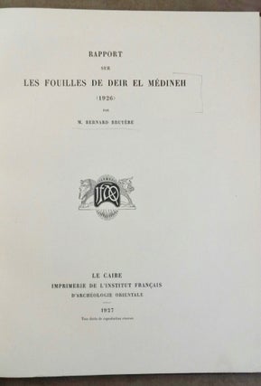 Rapports préliminaires. Tome I. 1e partie: Deir el-Medineh (1922-1923).[newline]M0828-09.jpg