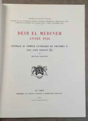Rapports préliminaires. Tome I. 1e partie: Deir el-Medineh (1922-1923).[newline]M0828-11.jpg